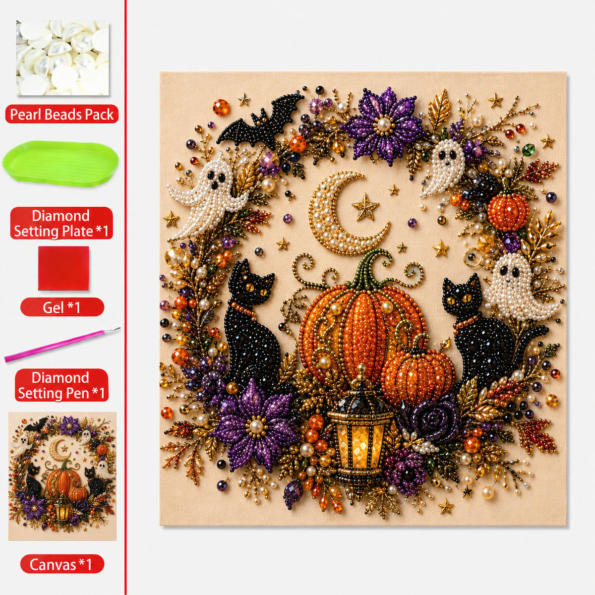 💎 Halloween Pearl Art DIY Kit – Turn Tiny Pearls into Spooky-Cute Magic 🎃✨