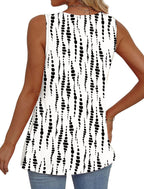 💜Women's Print Flowy Sleeveless V Neck Peplum Tank Tops