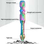 S6 Color Titanium Impact Screwdriver Bit | Ultra-Hard Magnetic | Anti-Slip Cross Head