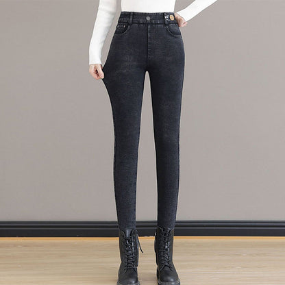 💕Women's High Waist Slim Stretch Warm Skinny Jeans