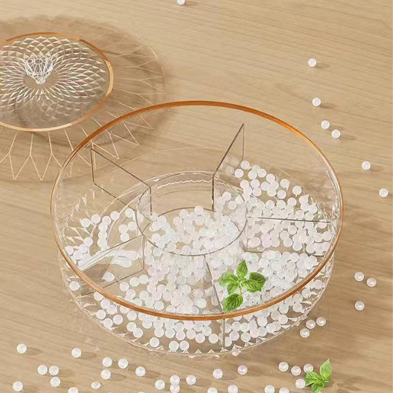 Luxury High Transparency Diamond Texture Compartment Snacks & Fruit Tray
