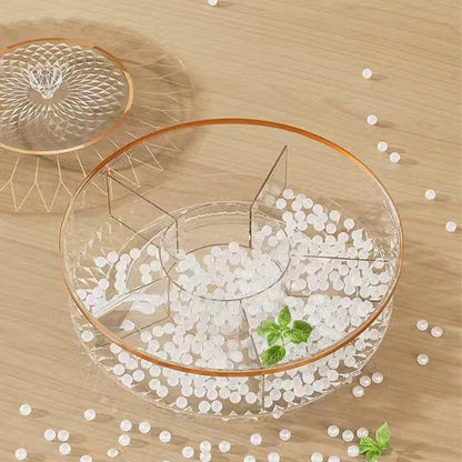 Luxury High Transparency Diamond Texture Compartment Snacks & Fruit Tray