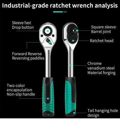 72-Tooth Extendable Telescopic Socket Ratchet Wrench