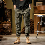 Casual Elastic Waist Multi-Pocket Tapered Pants