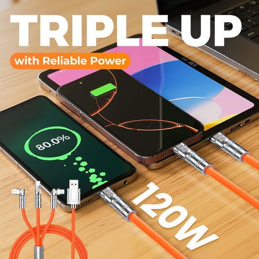 120W 3-In-1 180° Rotating Fast Charging Cable