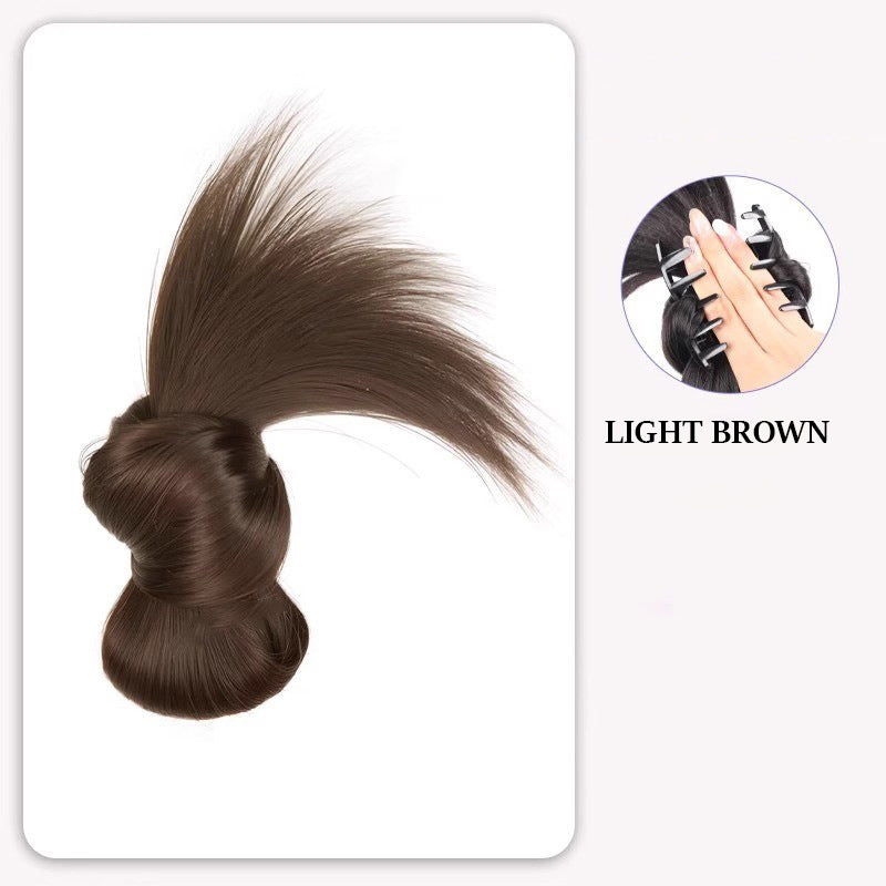 🎁 Clip-on Feathered Bun Wig