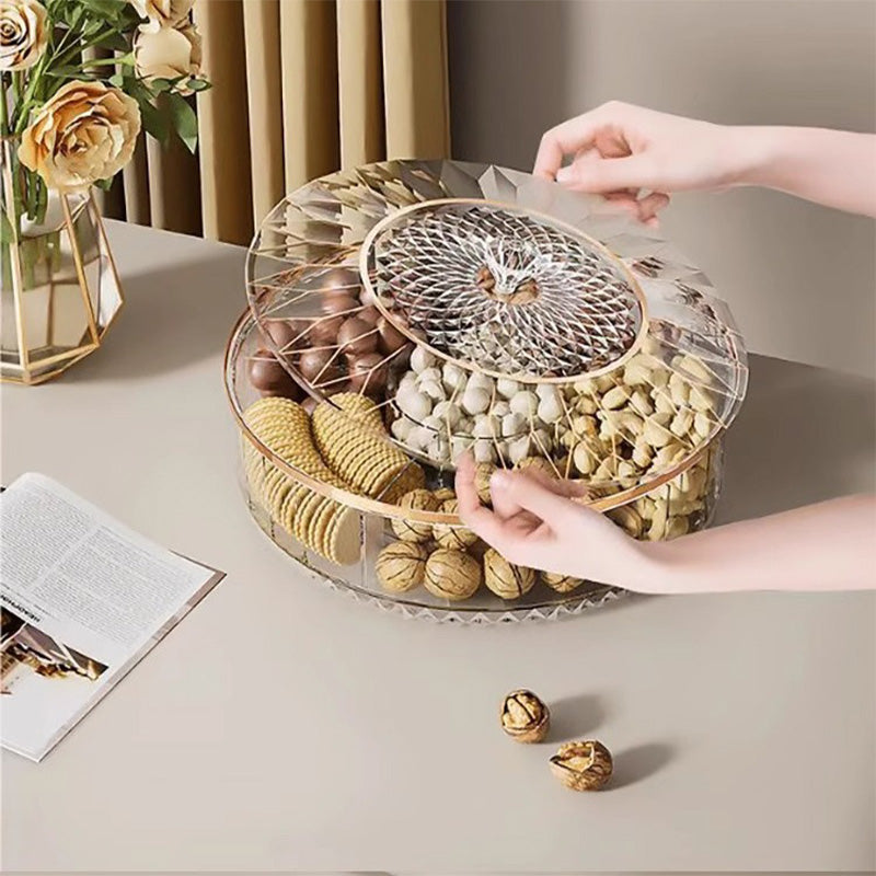 Luxury High Transparency Diamond Texture Compartment Snacks & Fruit Tray