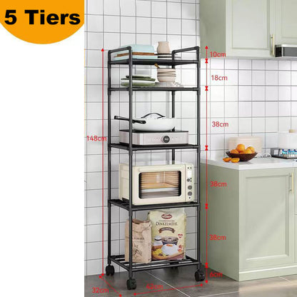 Multi-Tier Storage Shelf with Sliding Wheels