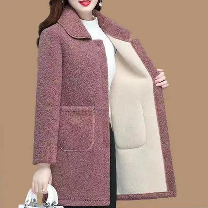 🎉Winter Hot Sale🎉Faux Cashmere Thickened Mid-length Coat