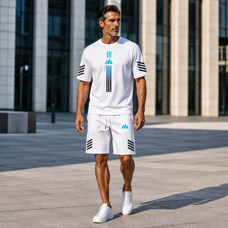 👕Men's Summer T-Shirt & Shorts Set – Gradient design, breathable & lightweight – Perfect for hot days & casual outings 🩳