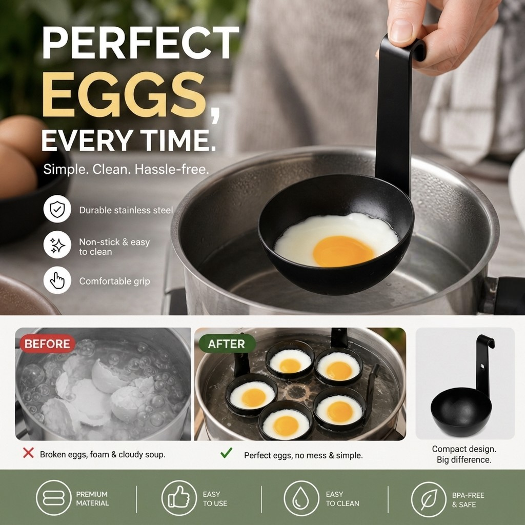 🥚 BUY 1 GET 1 FREE!  🍳 Hanging Ear Poached Egg Molds – Perfect Spa Eggs Every Time 🍳