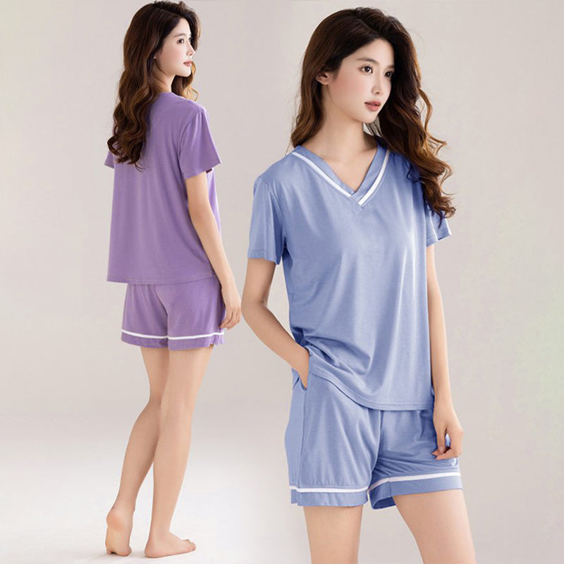 🔥30% OFF🔥Loose V-Neck Pajamas Set with Chest Pads