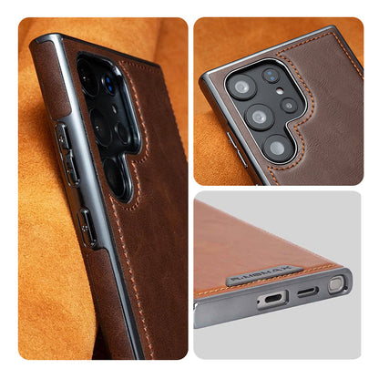 Leather Exterior and Suede Interior Luxury Case Cover for Samsung S Series