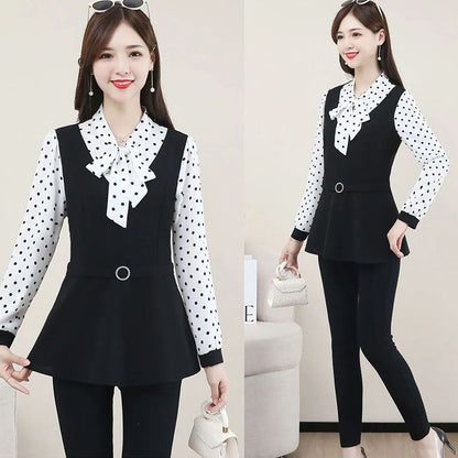 Women’s Fashionable Age-reducing Long-sleeve Blouse Fake 2-piece