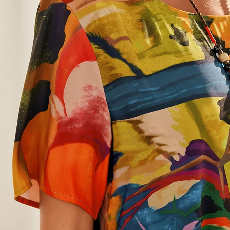 💃Elegant Mulberry Silk Tropical Breeze Dress