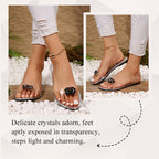Flat Sandals With Clear Rhinestones For Women💖