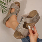 Women's Fashion Rivet Wedge Fish Mouth Thick Bottom Sandals