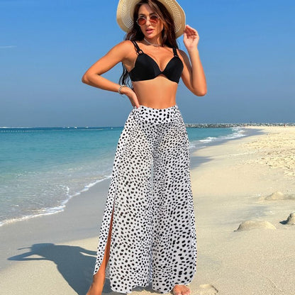 Women's Stylish 3-piece Swimsuit with Bra/ Panties/ High-slit Pants