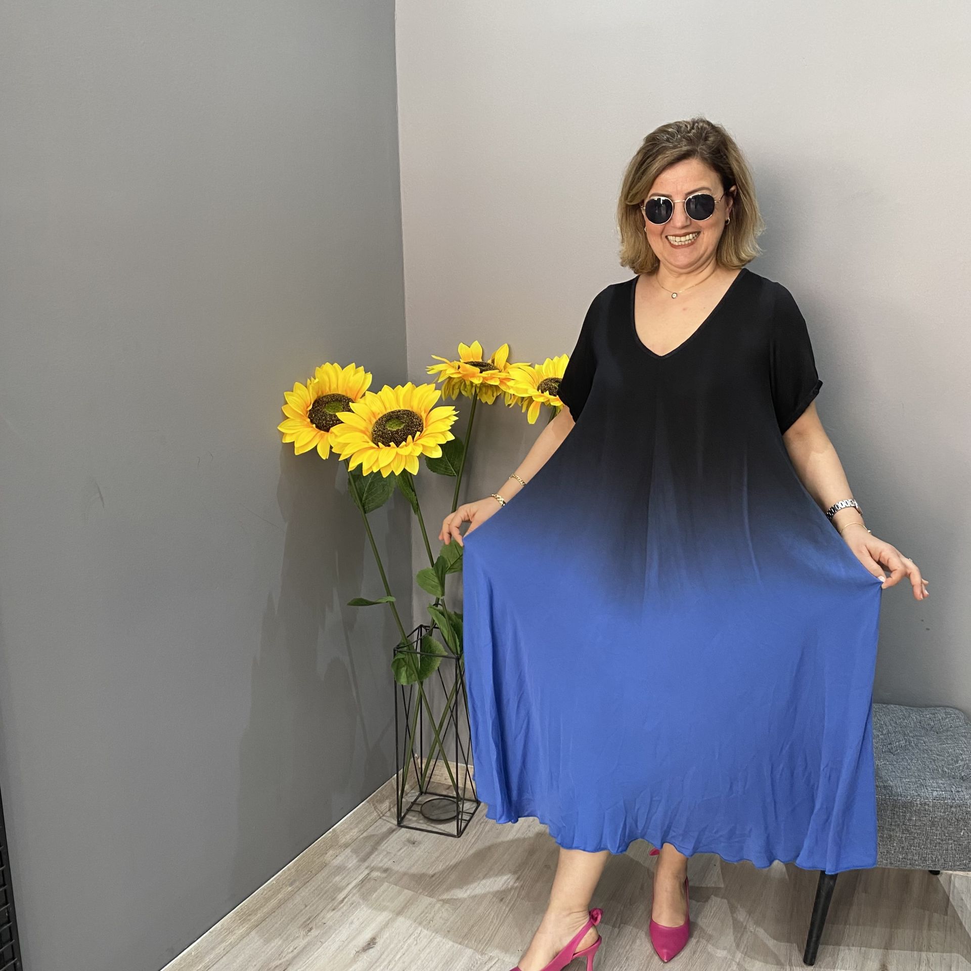 Italy Casual Gradient Tie-dye Long Dress