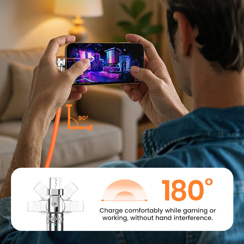 120W 3-In-1 180° Rotating Fast Charging Cable