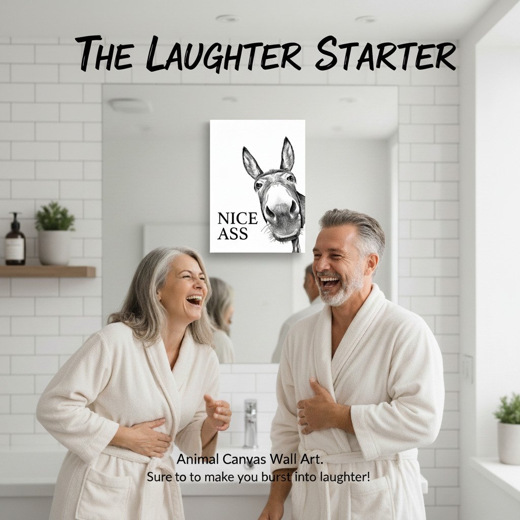 🏡✨Funny Bathroom Wall Art - "Nice Ass" Donkey Print