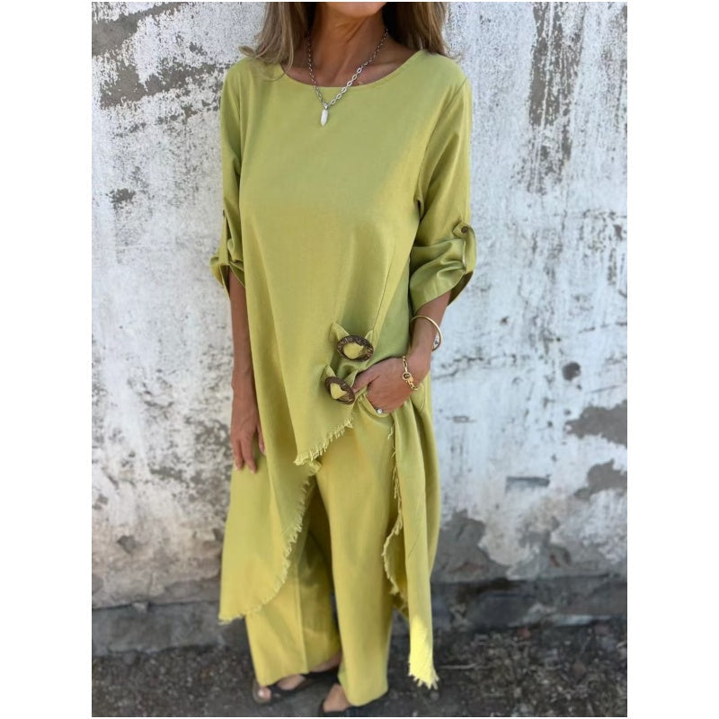 🔥2025 NEW SALES - 50% OFF🔥Women's Irregular Dress and Loose Fit Pants (2-Piece Set)