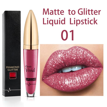 Flash Sale：Buy 1 Get 1 Free!⚡Diamond Lip Gloss Matte To Glitter Liquid Lipstick Waterproof