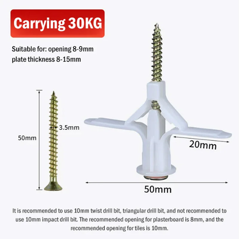 Aircraft / Butterfly Expansion Anchor Bolts Tube & Countersunk Screws（50 pcs/ Pack）