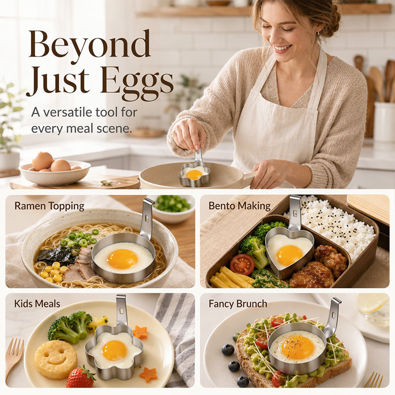 🥚🍳304 Stainless Steel Egg Ring Mold – Fun Breakfast Shapes, Leak-Resistant Flat Base & Easy-Release Design