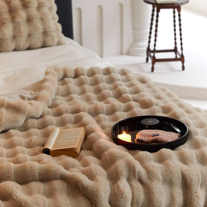🎁Winter Toscana Reversible Blanket: Faux Rabbit Fur for Ultimate Warmth! ❄️✨