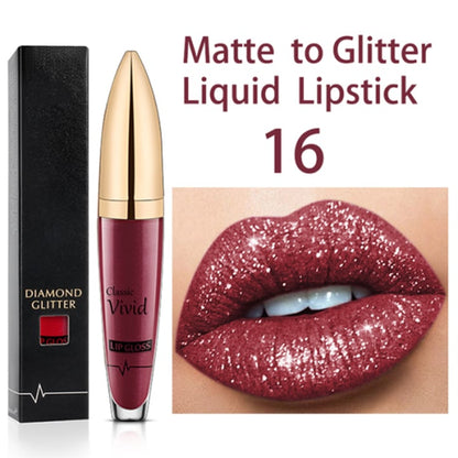 Flash Sale：Buy 1 Get 1 Free!⚡Diamond Lip Gloss Matte To Glitter Liquid Lipstick Waterproof