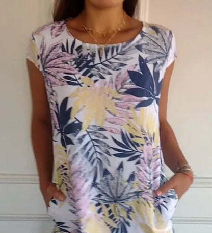 🌸Women's Botanical Print Round Neck Dress