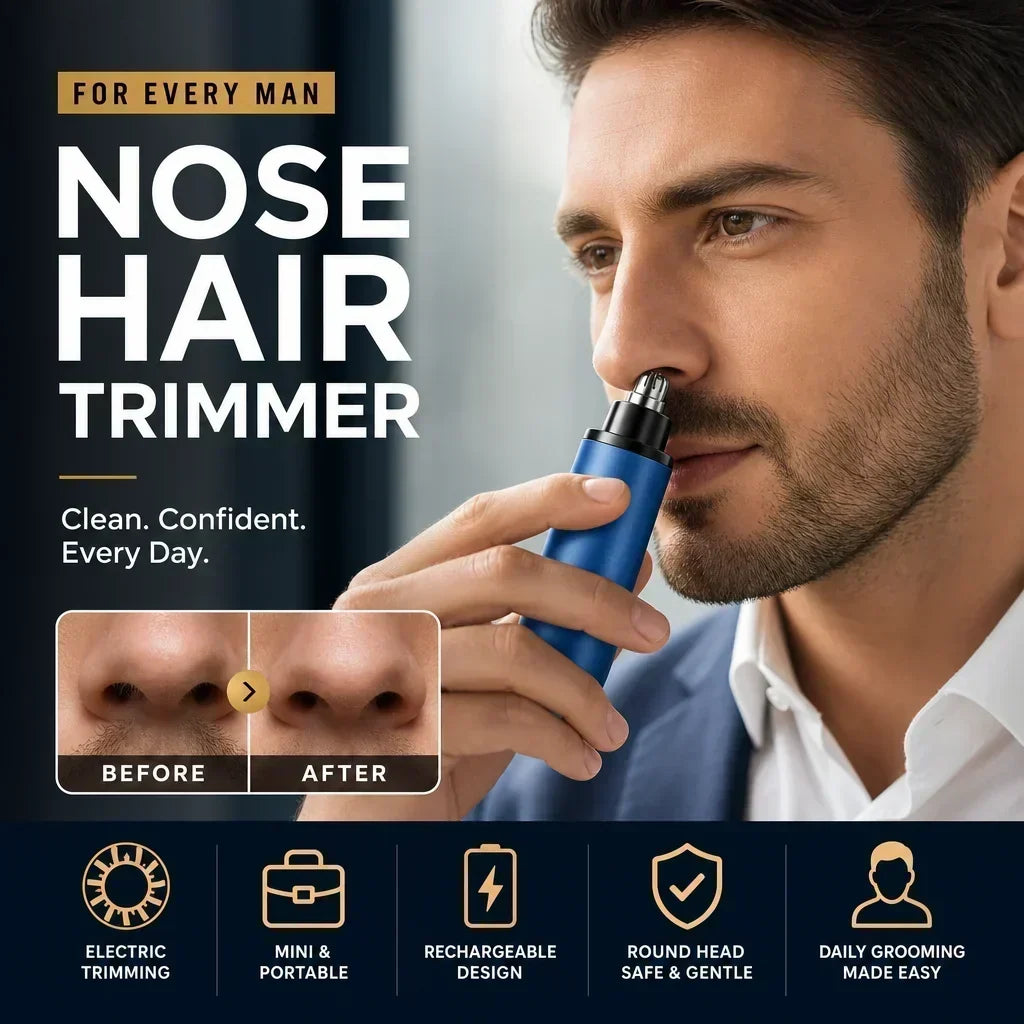 ⚡ Rechargeable Electric Nose Hair Trimmer, Portable Safe Round Head Mens Grooming Tool