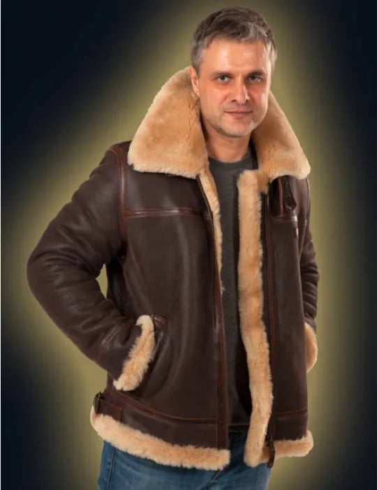 📢📢60 % OFF !!🎅SHEEPSKIN BOMBER JACKET
