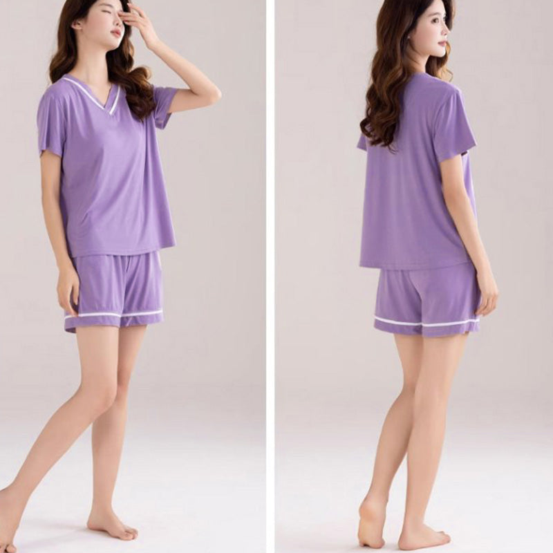 🔥30% OFF🔥Loose V-Neck Pajamas Set with Chest Pads