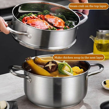 🔥Free Shipping🔥Stainless Steel Multifunctional Double-Layer Pot & Steamer