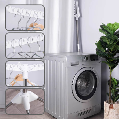 Rotating folding clothes drying rack