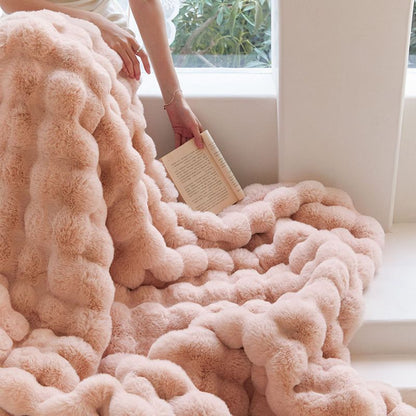 🎁Winter Toscana Reversible Blanket: Faux Rabbit Fur for Ultimate Warmth! ❄️✨