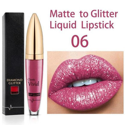Flash Sale：Buy 1 Get 1 Free!⚡Diamond Lip Gloss Matte To Glitter Liquid Lipstick Waterproof