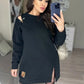 🍂 2024 Fall New Arrival | Stylish Round-Neck Side-Slit Long-Sleeve Loose Midi Dress ✨