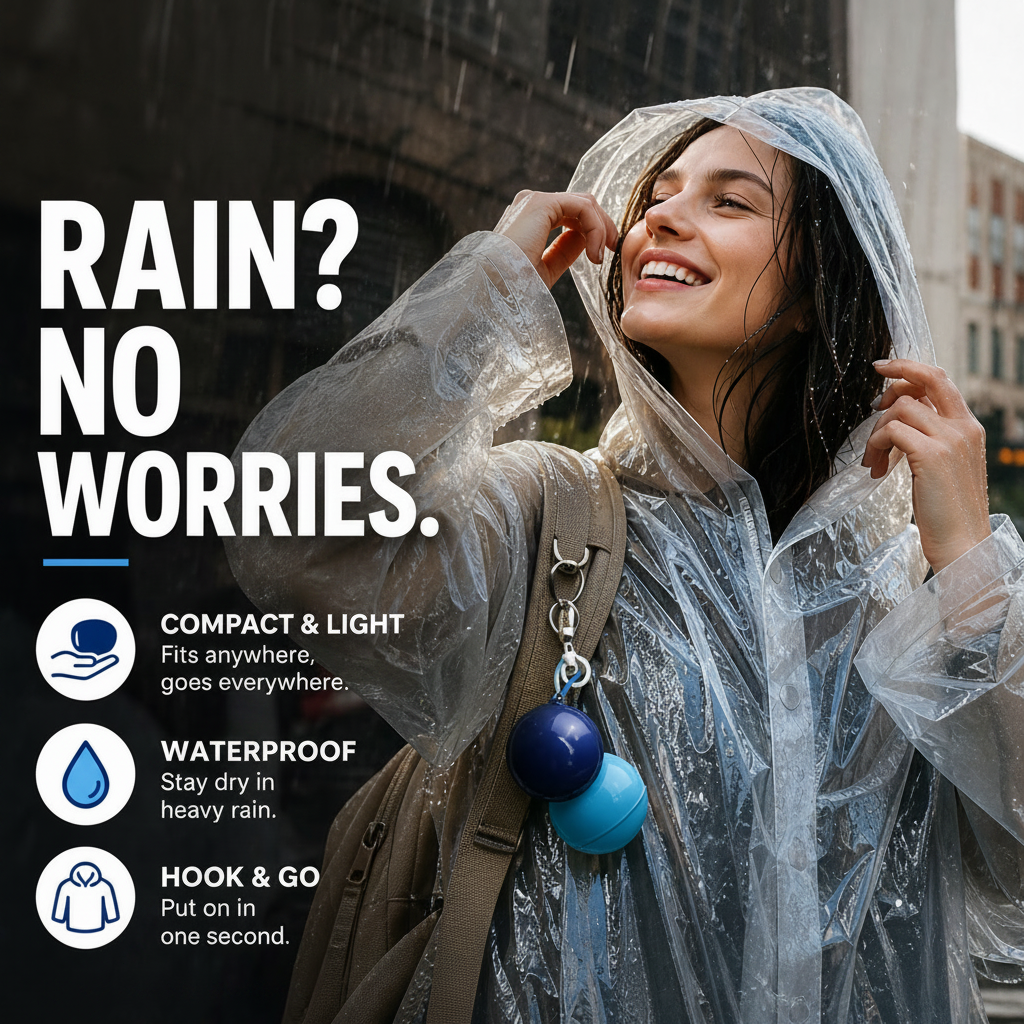 ⏳Time-Limited Special⏰Mini Ball Shape Disposable Raincoat – Ultra‑compact ball packaging fits in any bag, purse or glove box. Waterproof & easy to use – always ready for sudden showers! 🌧️✨