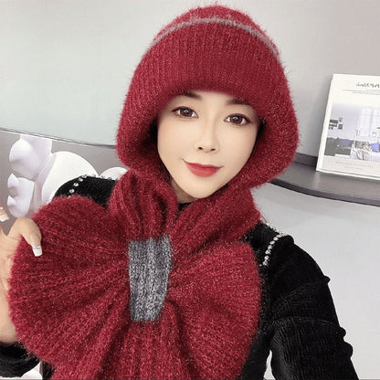 ❄️👩 Integrated Windproof Hat Scarf for Women - Warm Knitted Design, Ear Protection & Multiple Colors (Versatile for Winter Activities)!