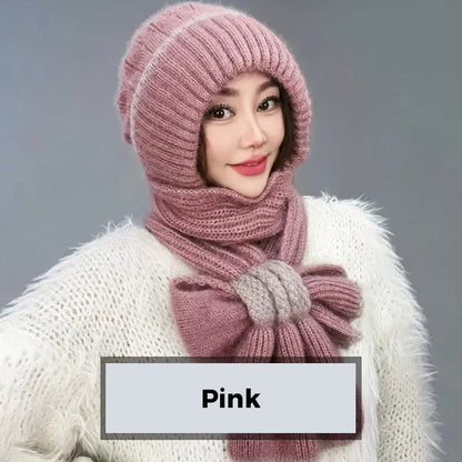 ❄️👩 Integrated Windproof Hat Scarf for Women - Warm Knitted Design, Ear Protection & Multiple Colors (Versatile for Winter Activities)!