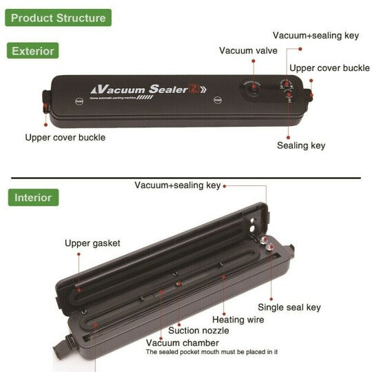 ⚡ Automatic Vacuum Sealing Machine – One-Touch Operation, Extends Food Freshness & Compact Design 🍖