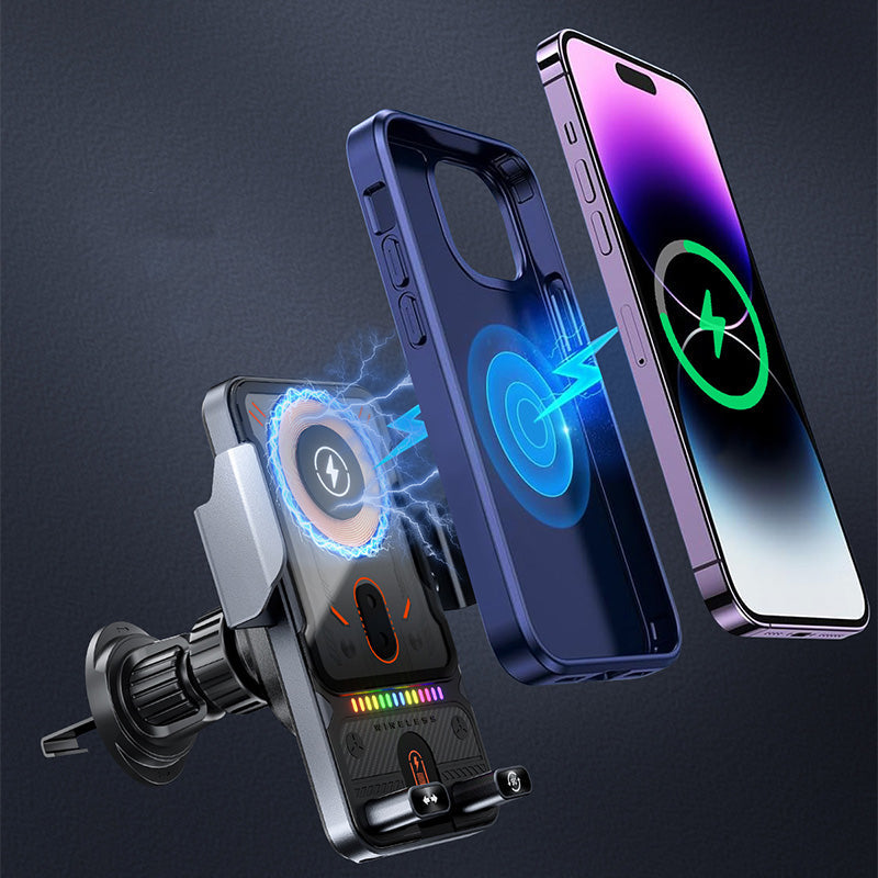 🚗📱 2-in-1 Car Phone Holder & Wireless Charger – 360° Rotation, Strong Grip & Fast Charging 🔋