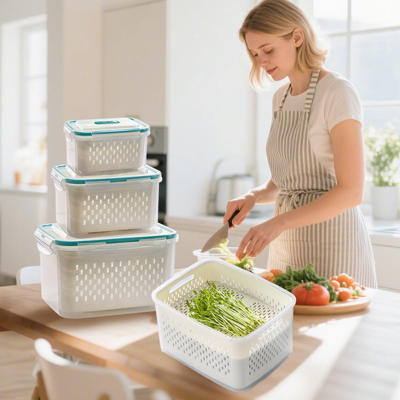 2 in 1 Draining Fresh-Keep Food Container