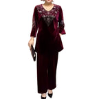 Women's Velvet Rhinestone Top & Pants Set