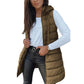 Women’s Zip-Up Long Puffer Vest👗 | Solid Color | Sleeveless | Hooded | Winter Wear 💕