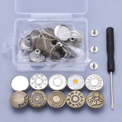 Removable No-Sew Jeans Buttons Set