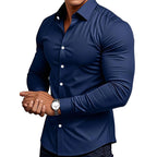 🔥High Quality Men's Four Seasons Solid Color Lapel Long Sleeve Button Shirt